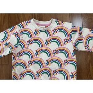 Mini Boden Sweatshirt Rainbow Hearts‎  Colorful  Size 6/7  NWT